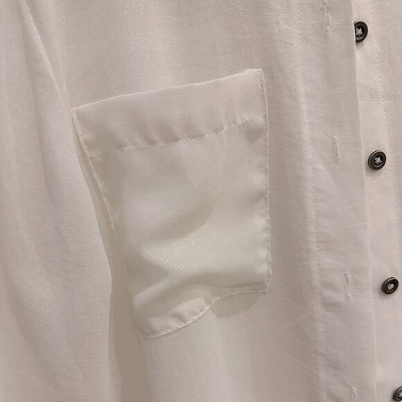 Mudd Sheer Longsleeve Blouse Button up Top -cream Y2K - Picture 4 of 5